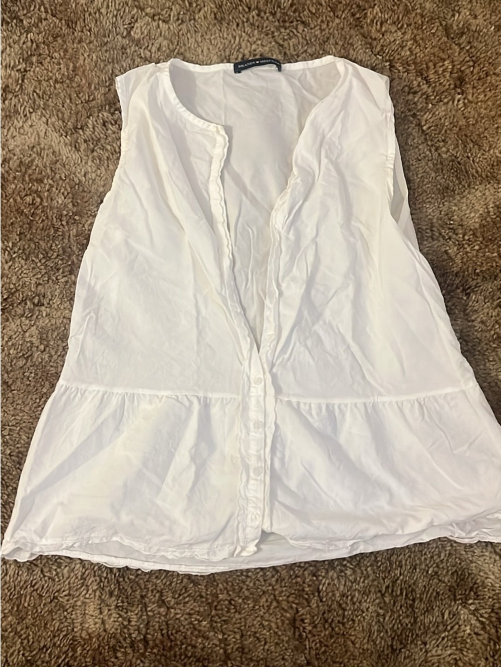 Brandy Melville Sleeveless White Button-Front Peplum Top